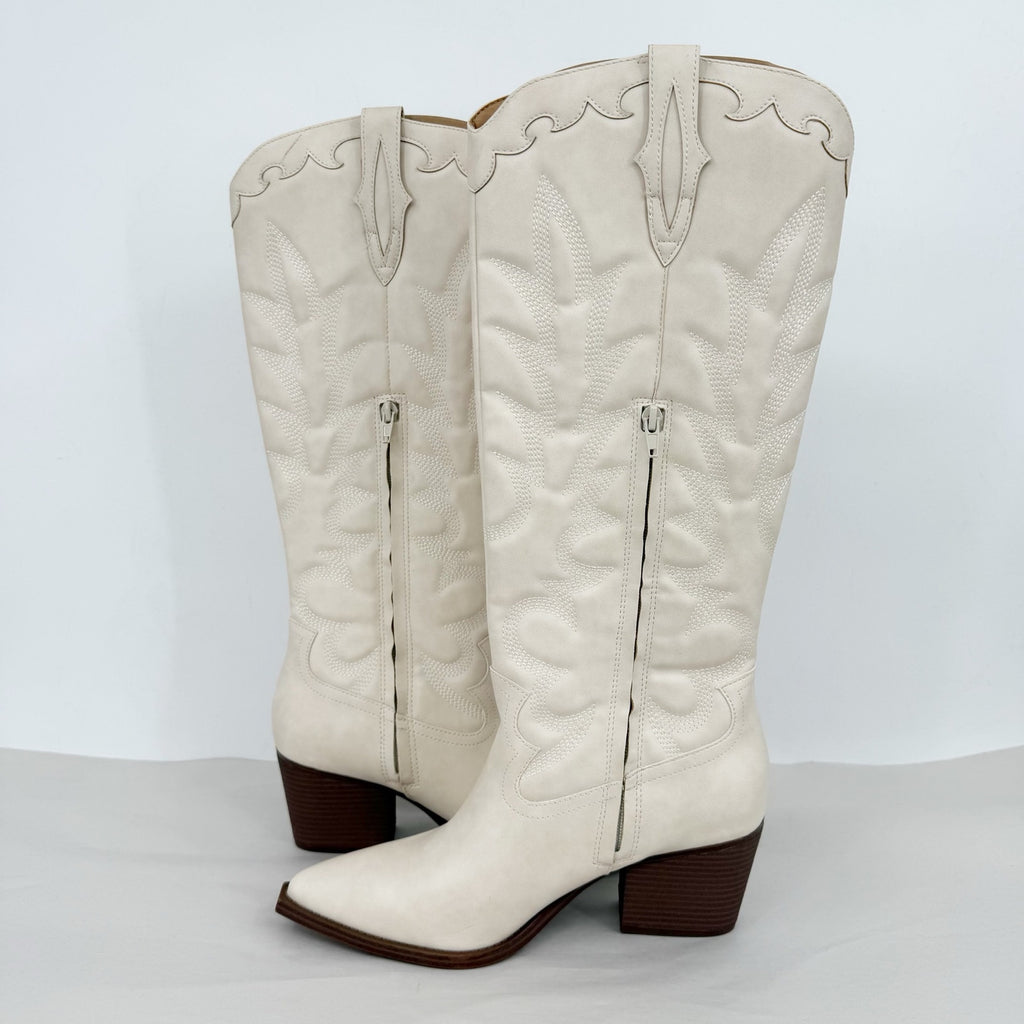 Crown Vintage Womens Sury Cowboy Boots Size 10 M Off White NWOB