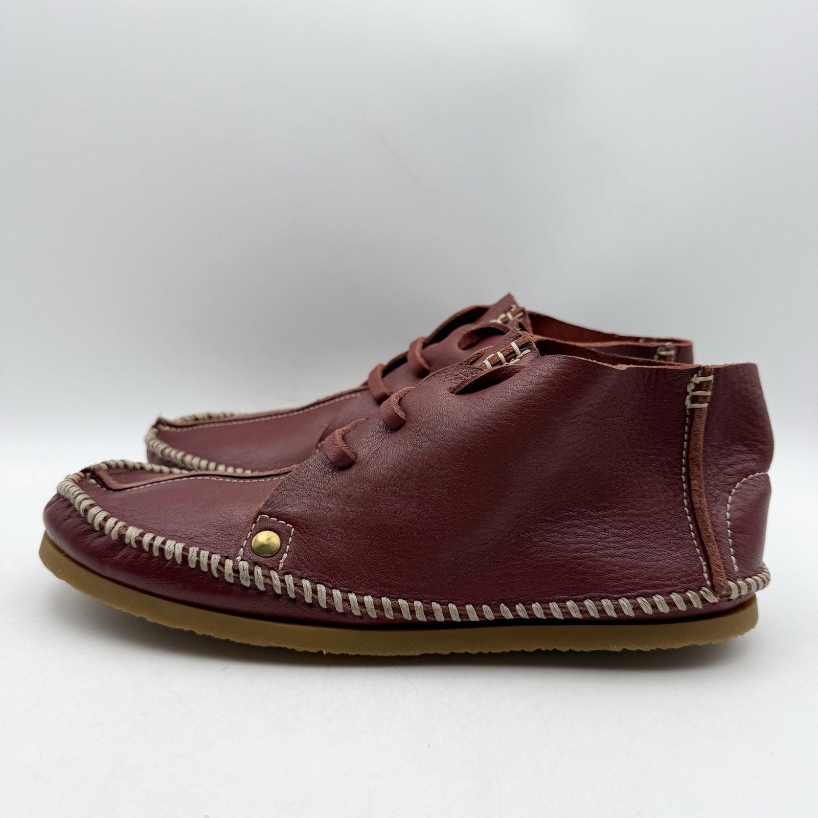 RE/DONE Womens Metal Oxford Shoes EU 37 US 7 Burgundy Leather NWOB