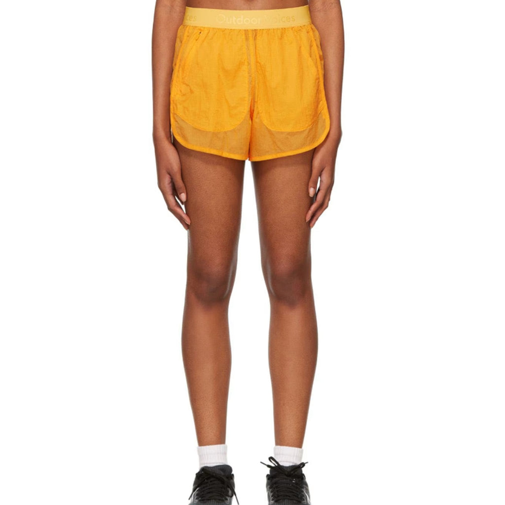 OUTDOOR VOICES Women's BreakLite 4" Shorts Medium Mango Yellow Lightweight NWT