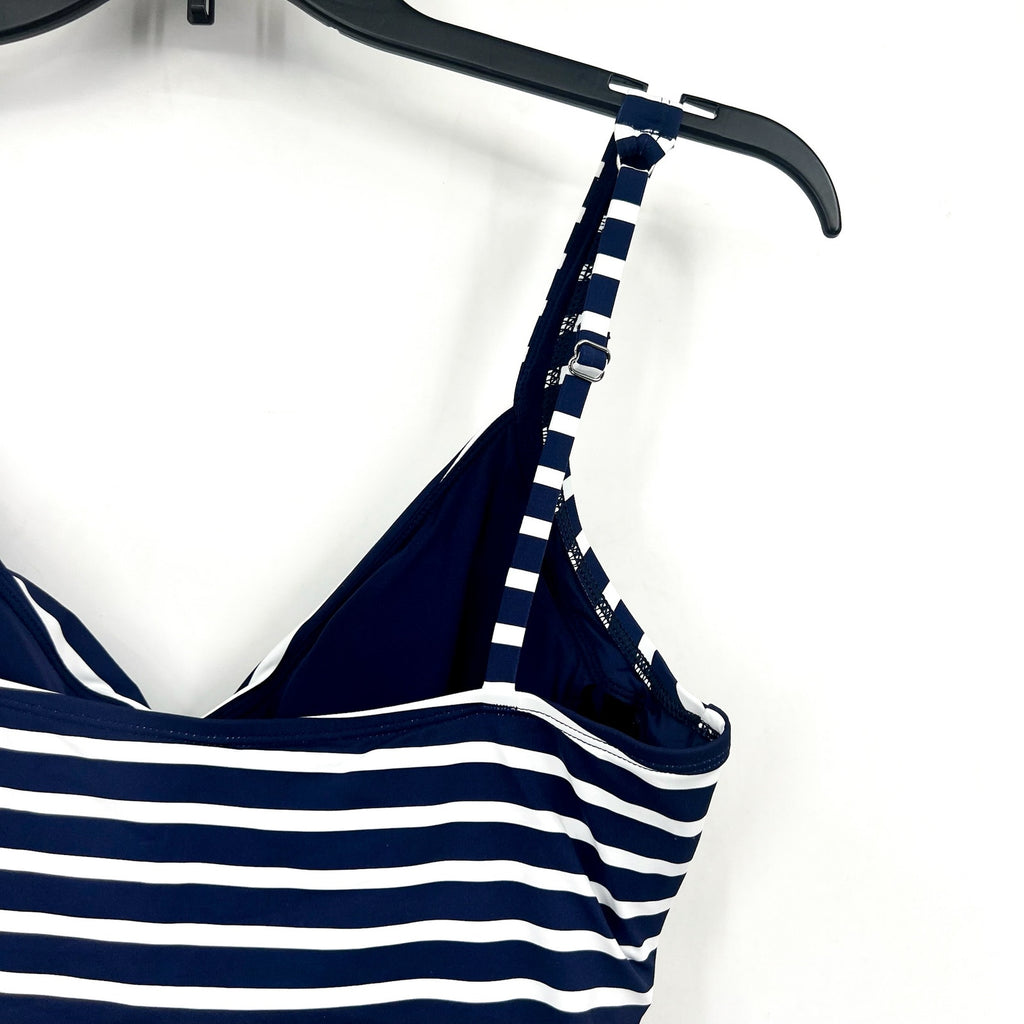 TOMMY BAHAMA Coastline Stripe Underwire Tankini Top Large Blue White NWT
