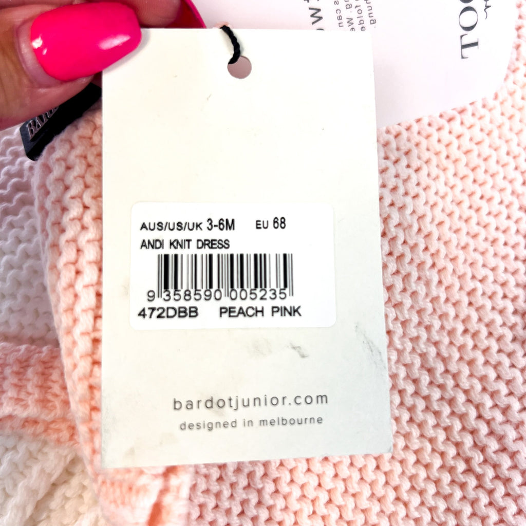 BARDOT Baby Girl Andi Knit Dress 3-6 Months Peach Pink Halter Neck NWT