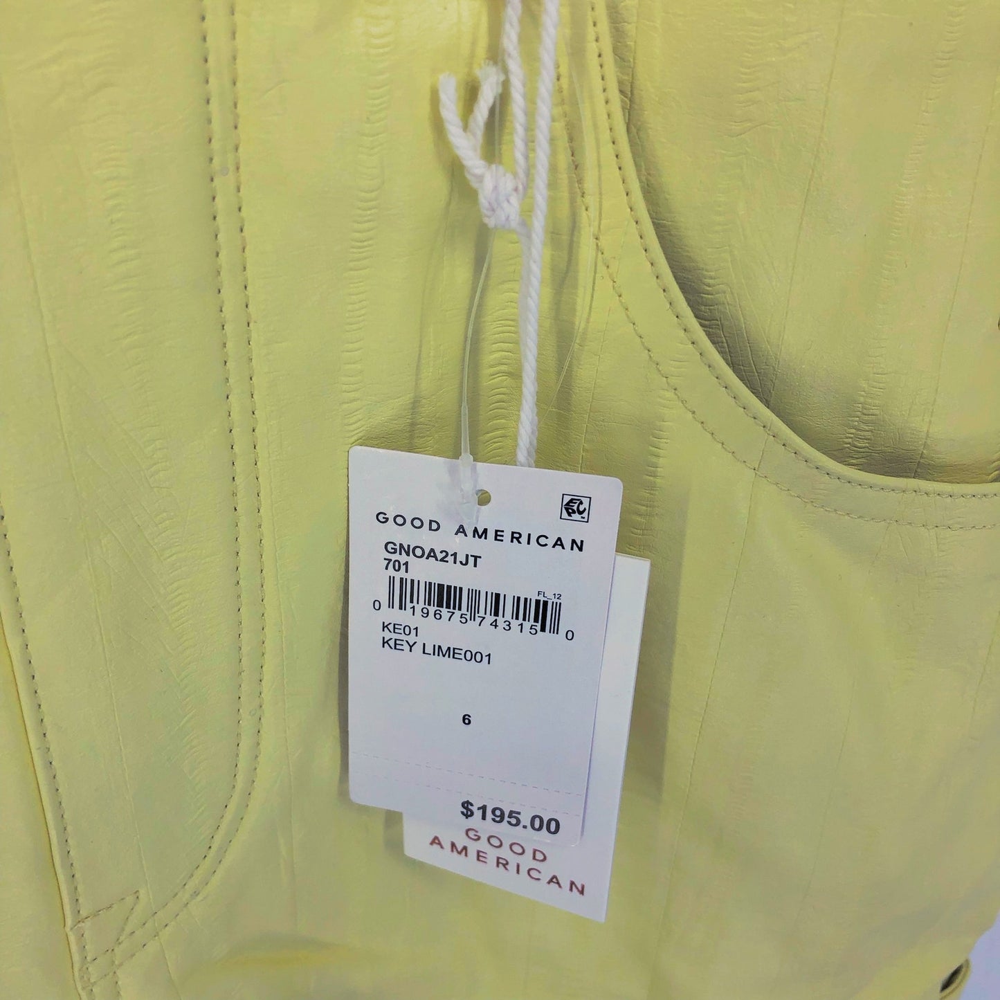 GOOD AMERICAN Better Than Leather Straight Leg Overalls US 6 Key Lime Green NWT