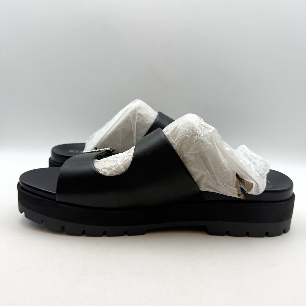 Vionic Womens Capitola Lug Platform Sandals US 11 Black Leather Rhinestone NWOB
