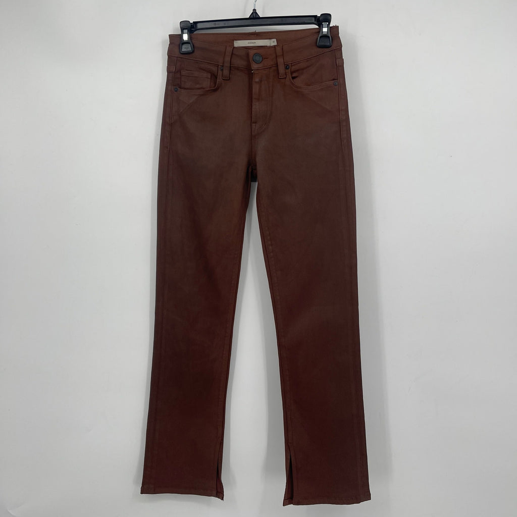 Hudson Womens Nico Straight Ankle Jean Size 25 US 0 Brown Coated Mid-Rise NWOT