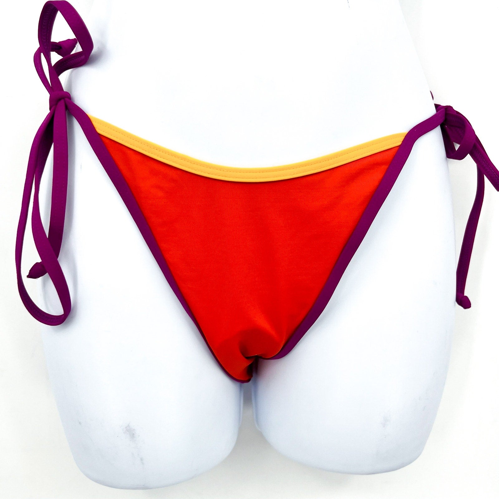 L*SPACE Women's Levy Side Tie Bitsy Bikini Bottom Small Red Purple NWT