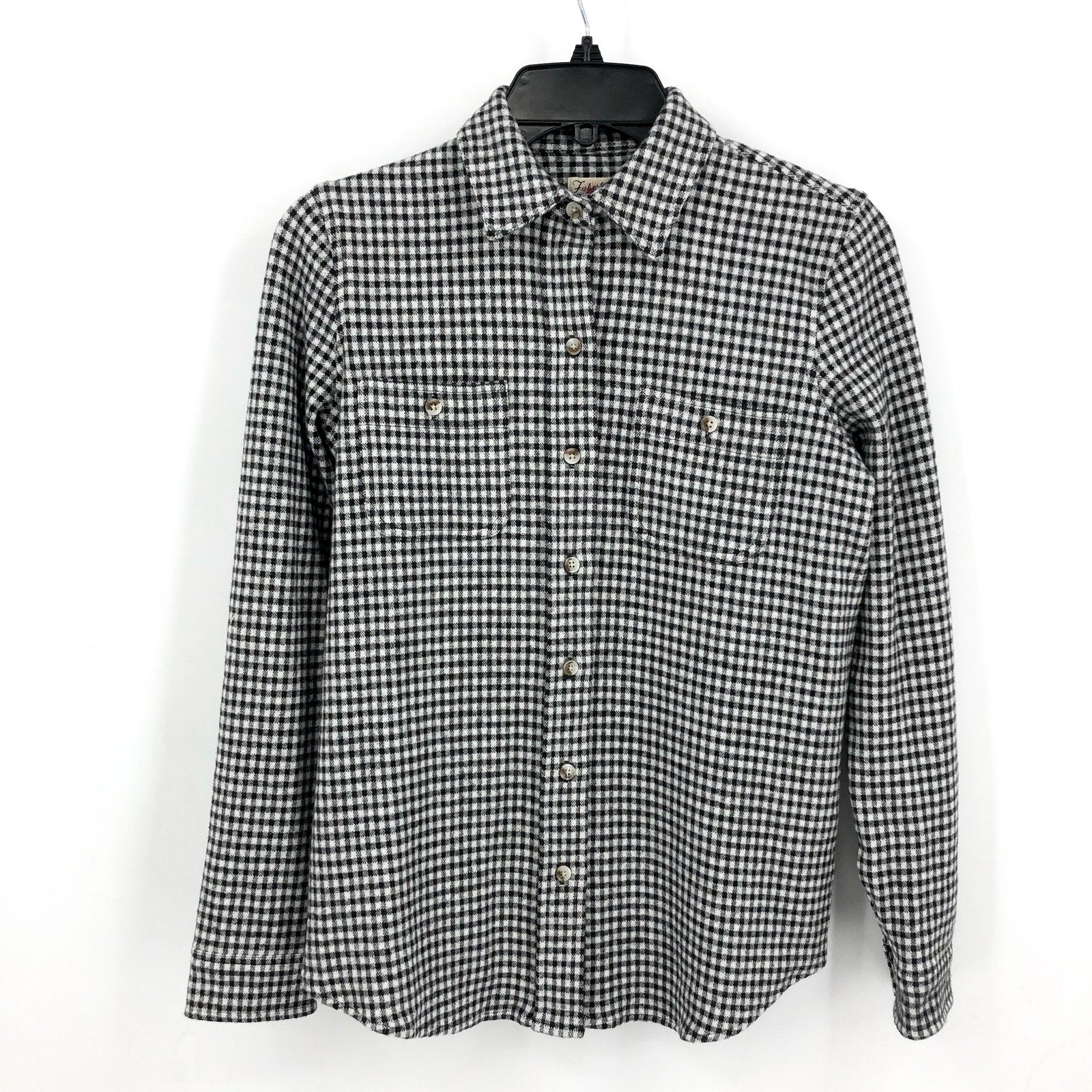 FAHERTY Men's Legend Sweater Shirt XS Black White Encinitas Gingham Check NWT