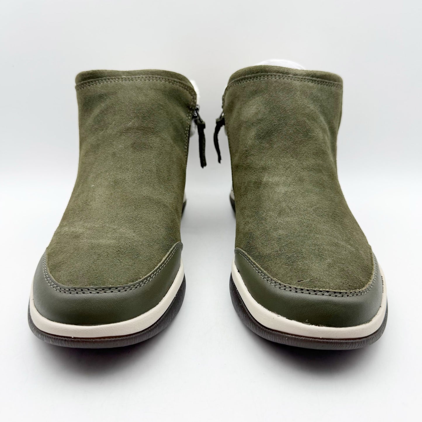Vionic Womens Norwood Ankle Booties US 8 M Olive Green Suede Water Repellent NIB