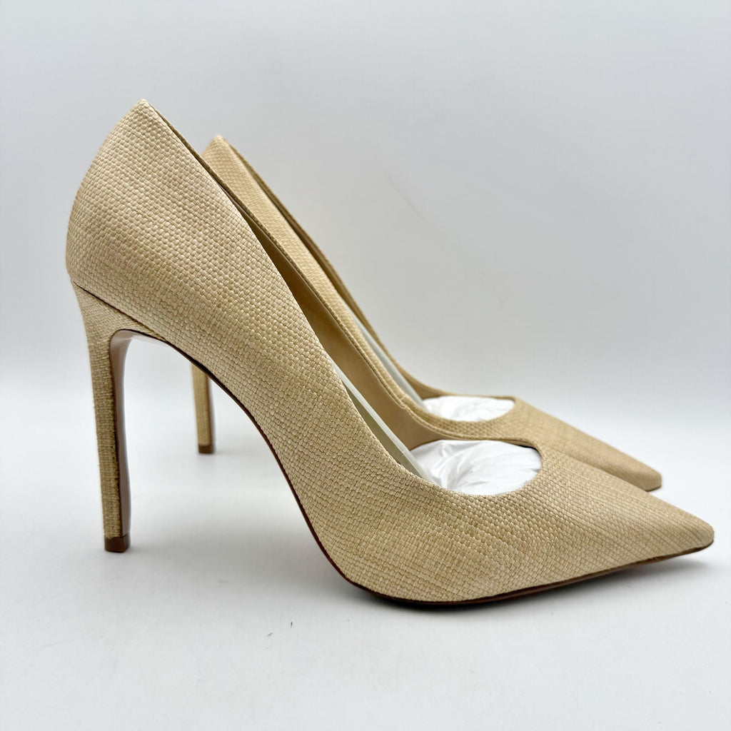 Schutz Womens Lou Slip On Pumps US 11 B Beige Tan Raffia NIB