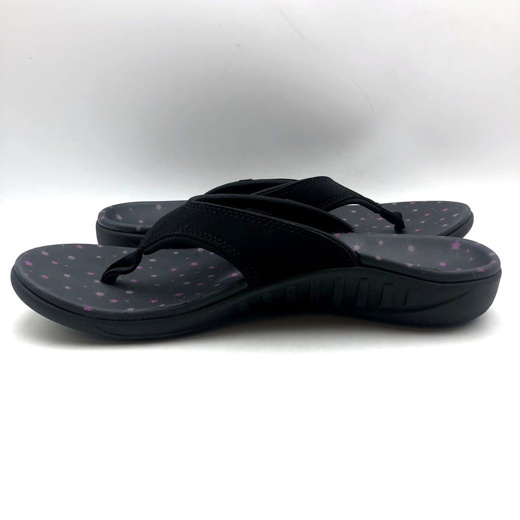 Spenco Waco Womens Yumi Constellation Flip Flops Size 10 Black Sandal Stars NWOB