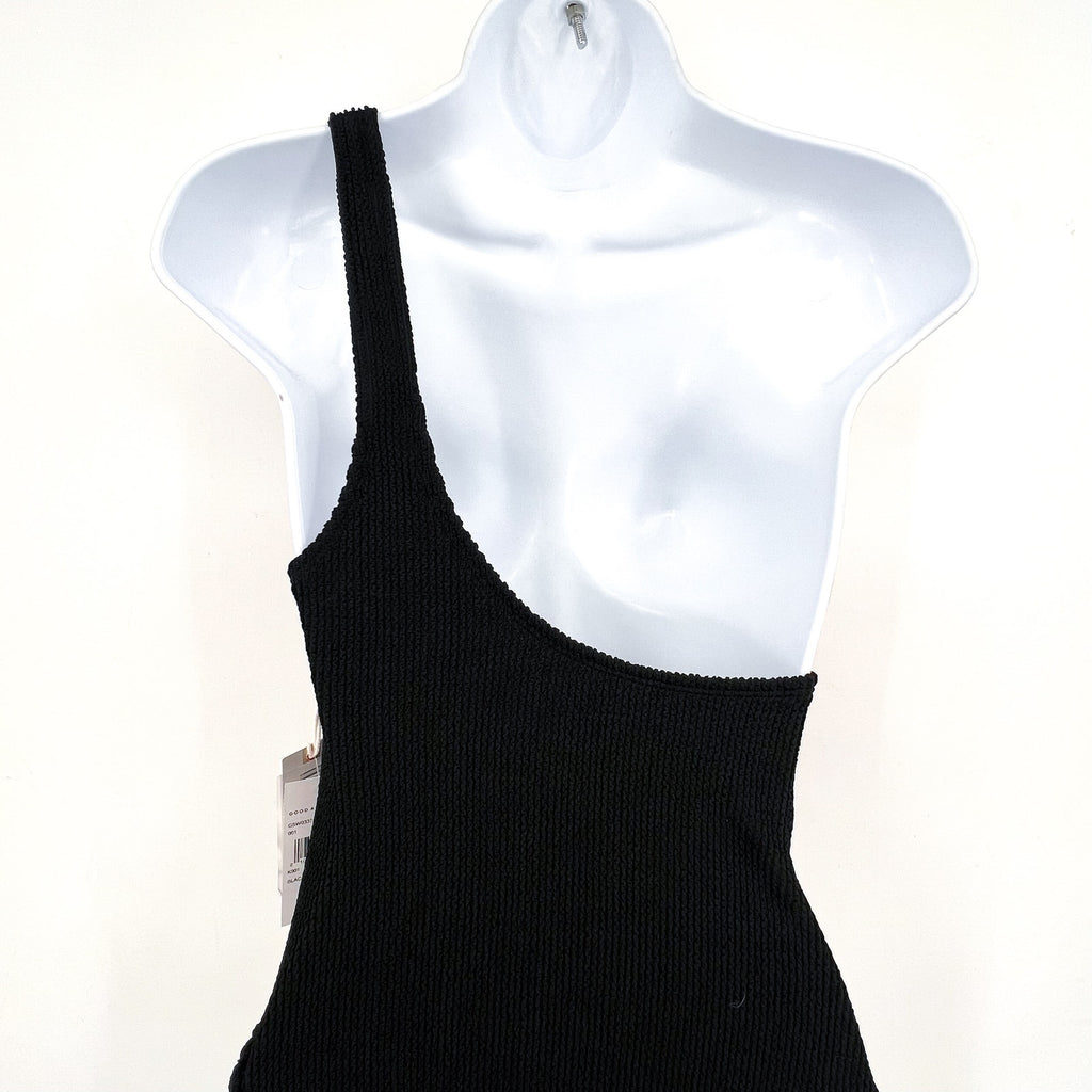 GOOD AMERICAN Always Fits One Shoulder Swimsuit SMALL MEDIUM 1-2 Black NWT