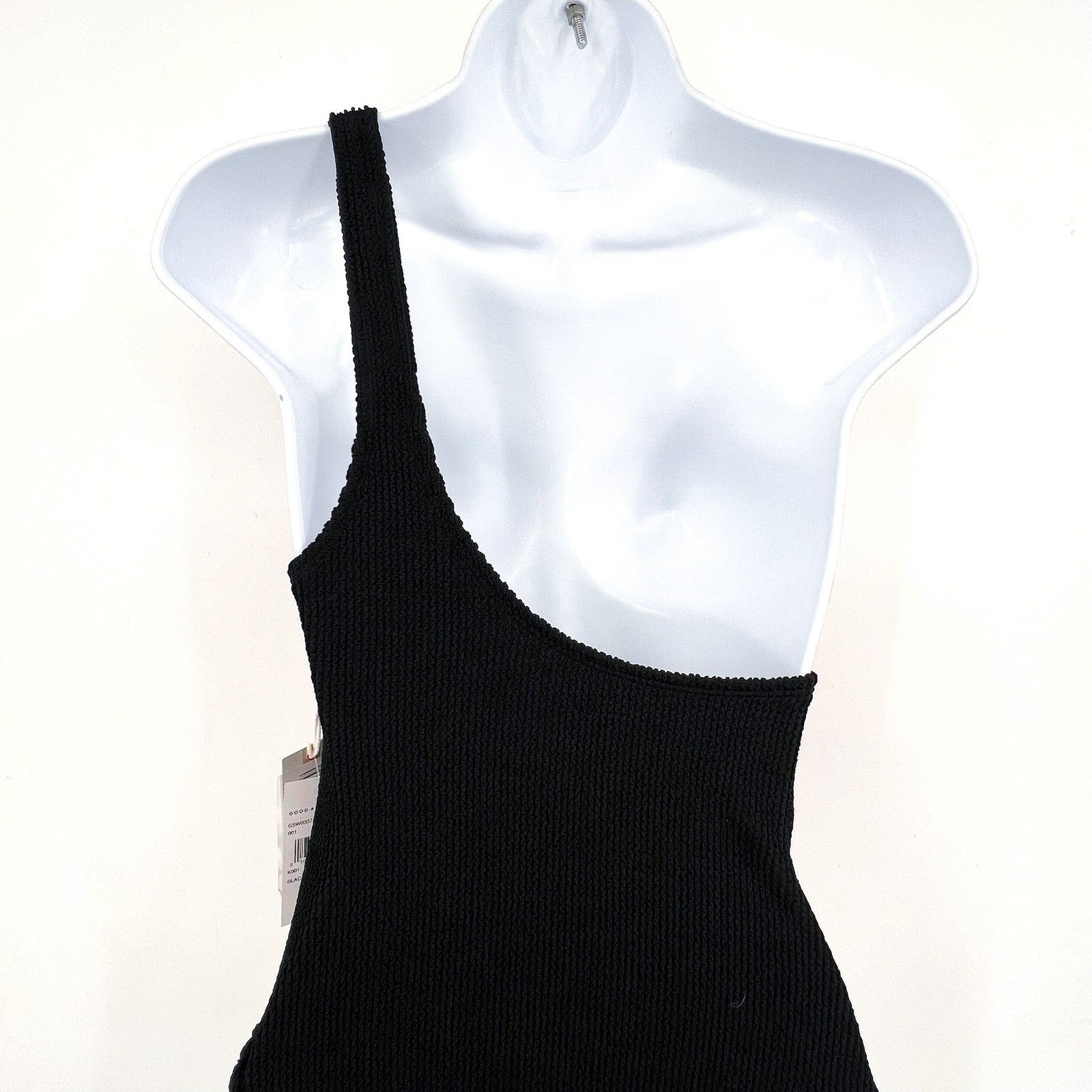 GOOD AMERICAN Always Fits One Shoulder Swimsuit SMALL MEDIUM 1-2 Black NWT