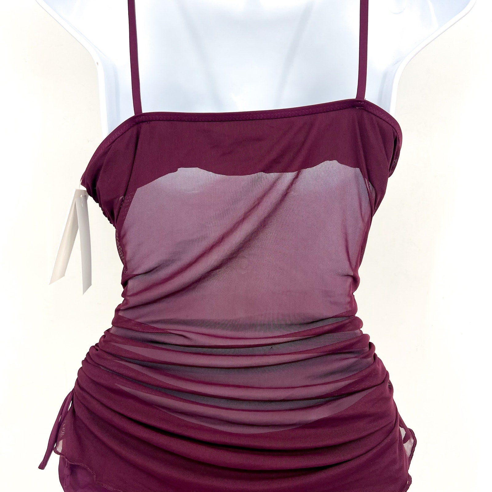 BECCA Muse Macie One Piece Swimsuit Large Purple High Neck Mesh Overlay NWT