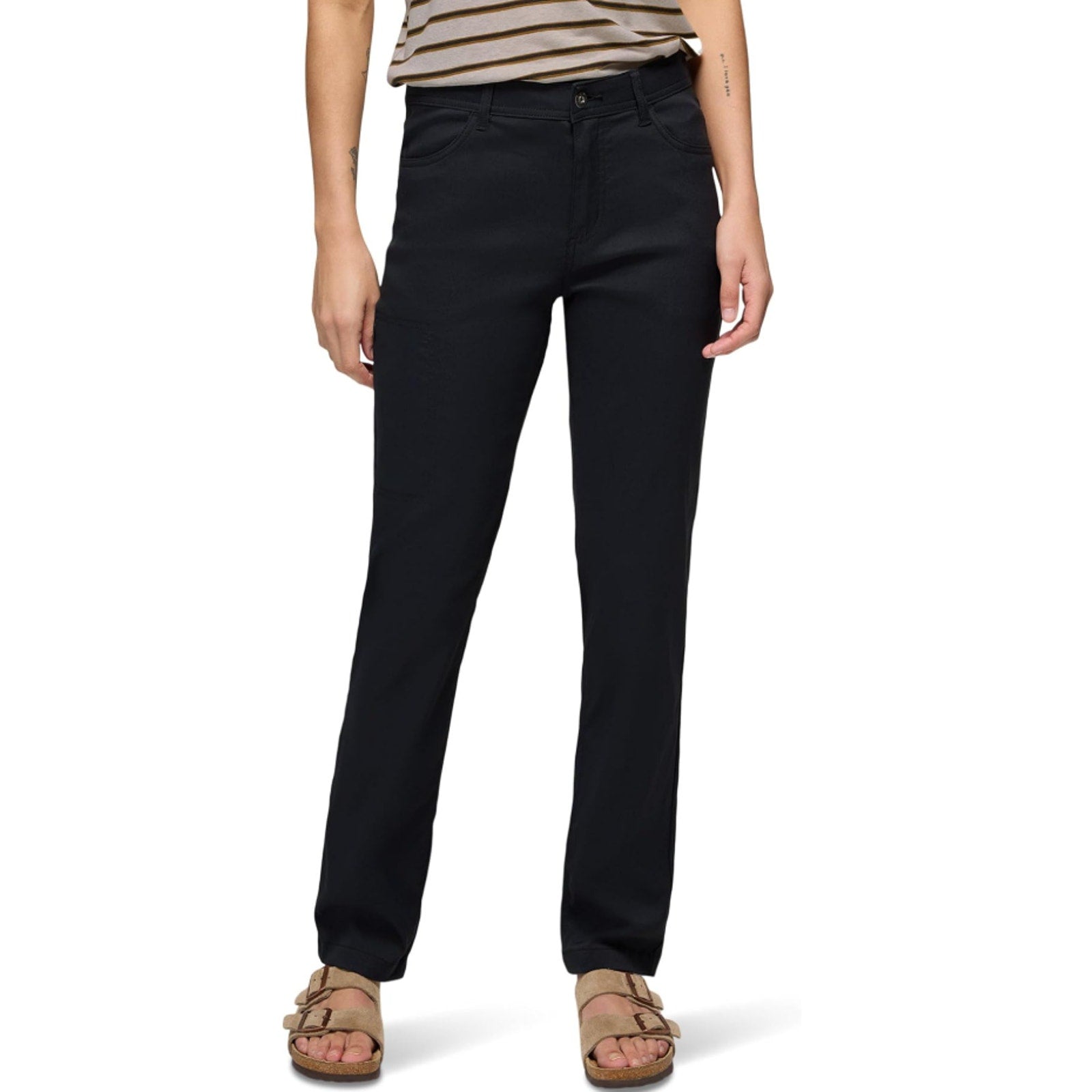 PRANA Women's Zion Halle Pants Size 0 Black Straight Leg 30" Inseam Stretch NWT