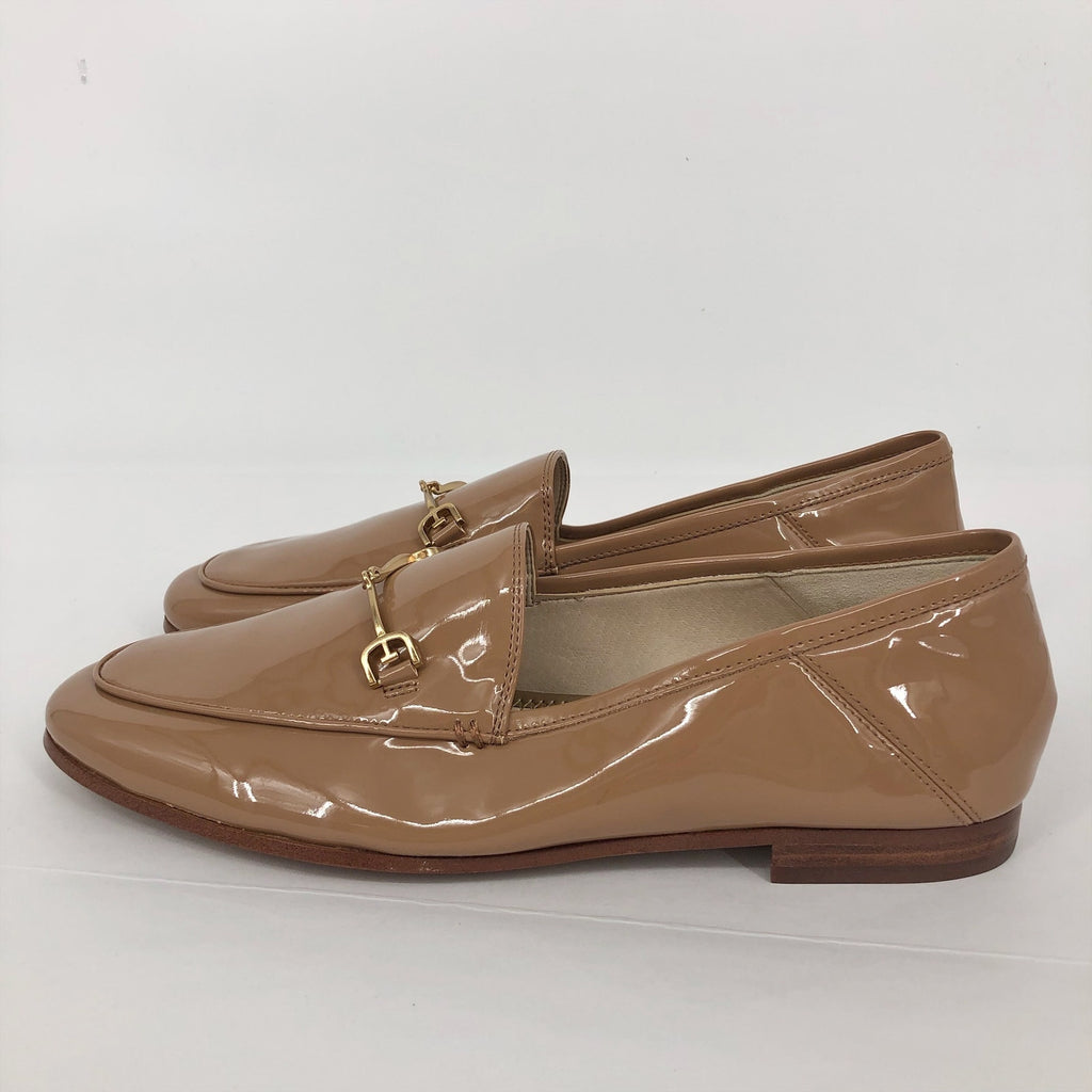 SAM EDELMAN Womens Loraine Loafers Size 7.5 Wide Beige Patent Leather NIB