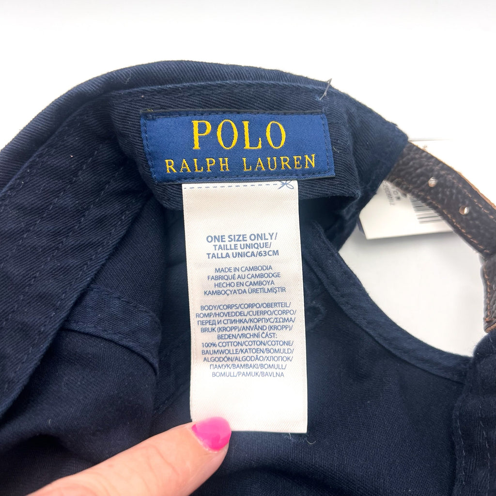 POLO RALPH LAUREN Men's Big Pony Chino Cap Hat Navy Blue Adjustable NWT