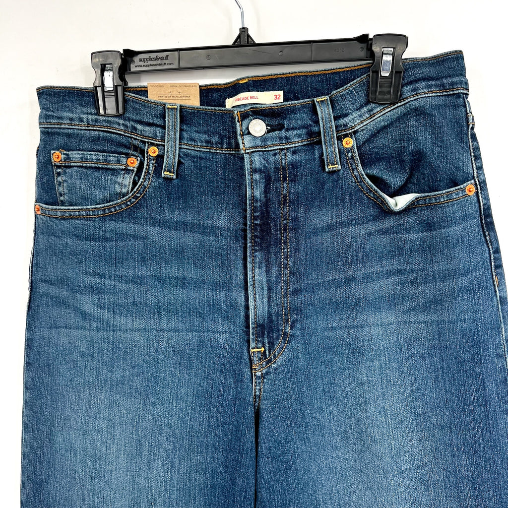 LEVI'S Womens Ribcage Bell Jeans 32x32 US 14 Blue New York Moment A75030002 NWT
