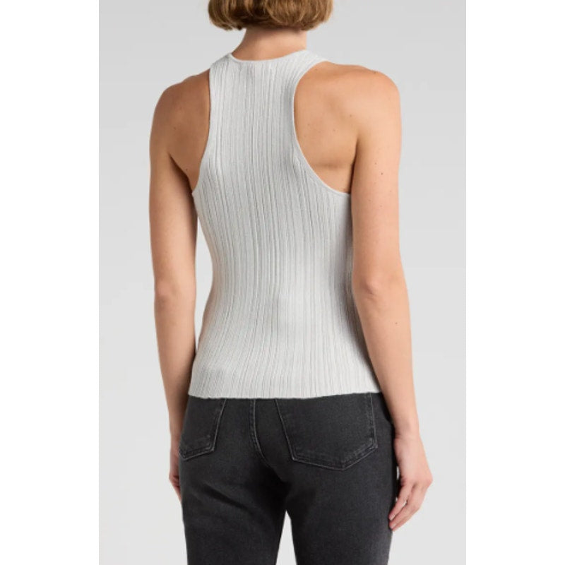 MADEWELL Signature Shimmer Cutaway Sweater Tank Small Silver Vapor Knit NWT
