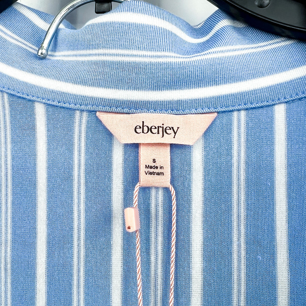 EBERJEY Gisele Print Long PJ Set Small Vista Blue Ivory Stripe TENCEL Modal NWT