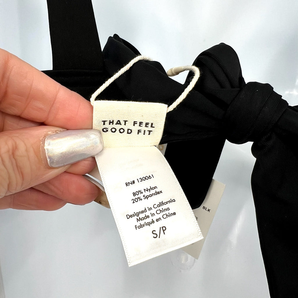 L*SPACE Women's Harley Bralette Bikini Top Small Black Low Tie Back NWT