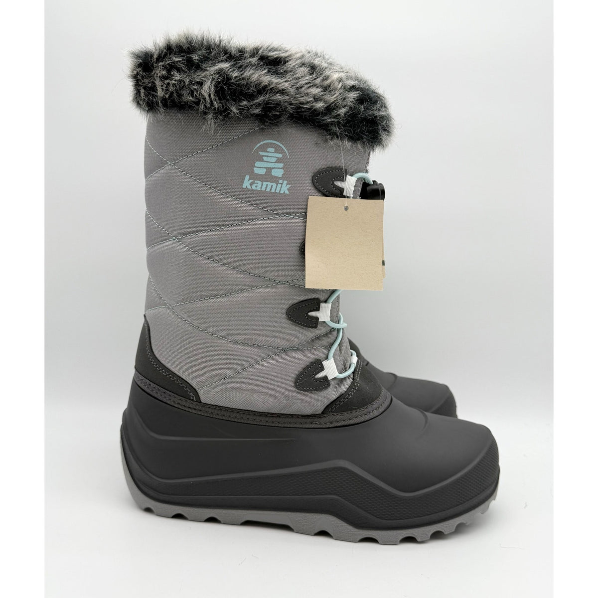 Kamik Big Kids SNOWANGEL Boots Size 7 EU 39 Grey Blue Insulated Waterproof NIB