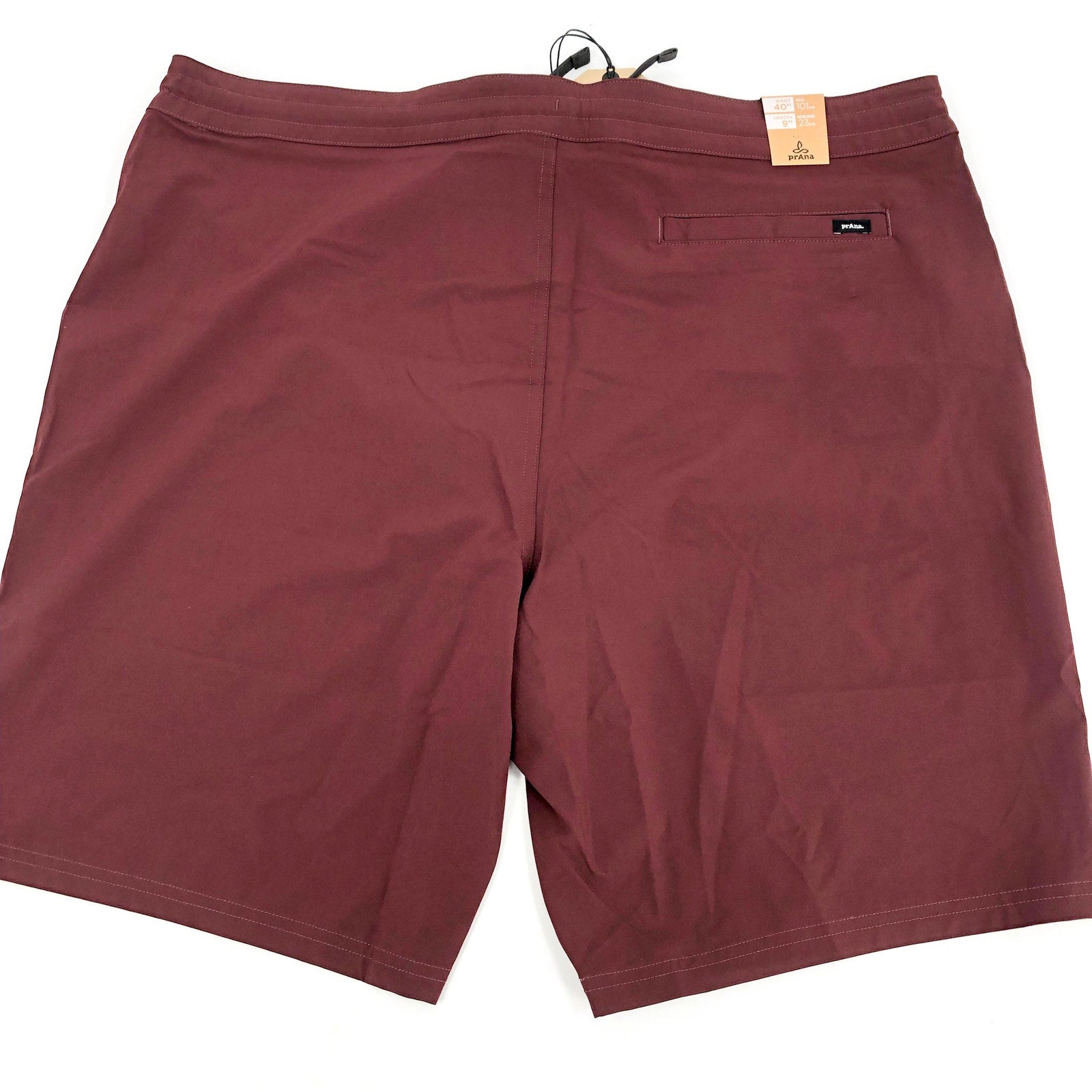 PRANA Men's Riveter Board Shorts Size 40 Dark Red Cacao 9" Inseam Drawstring NWT