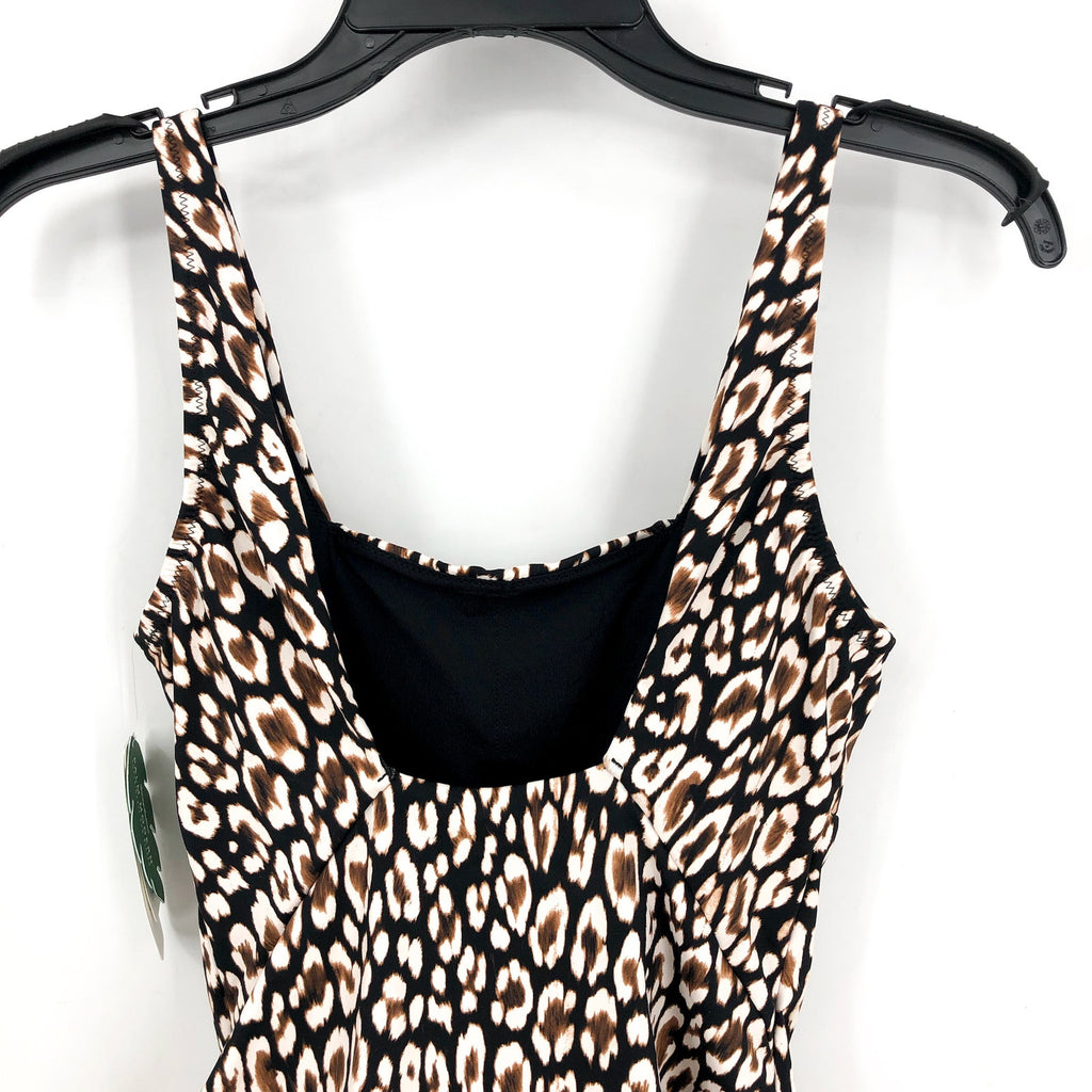TOMMY BAHAMA Palm Modern Safari Cat One-Piece Swimsuit Size 4 Black Tan NWT