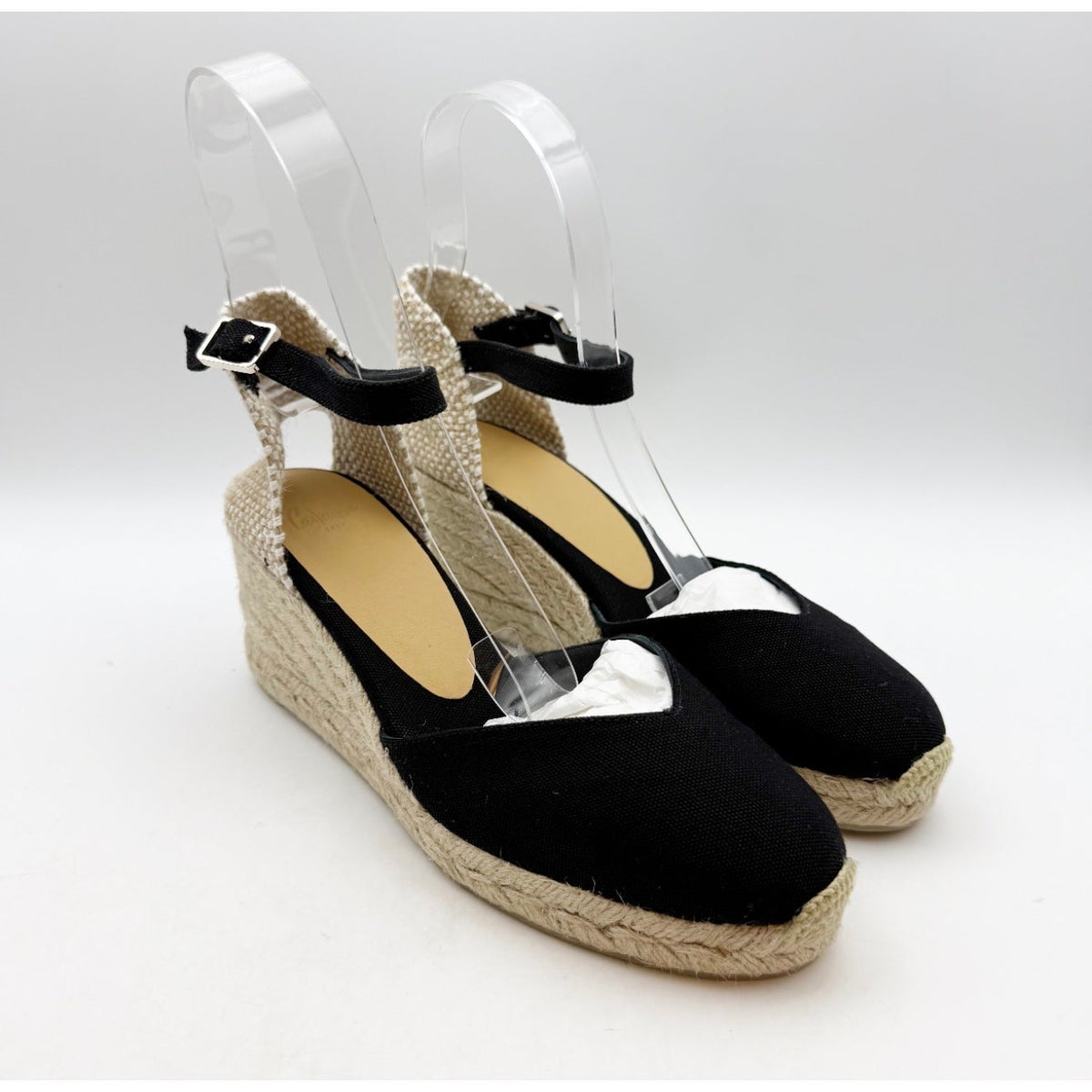 CASTANER Womens Chiarita Wedge Espadrilles Size 6.5 EU 37 Black 60 mm Heels NIB