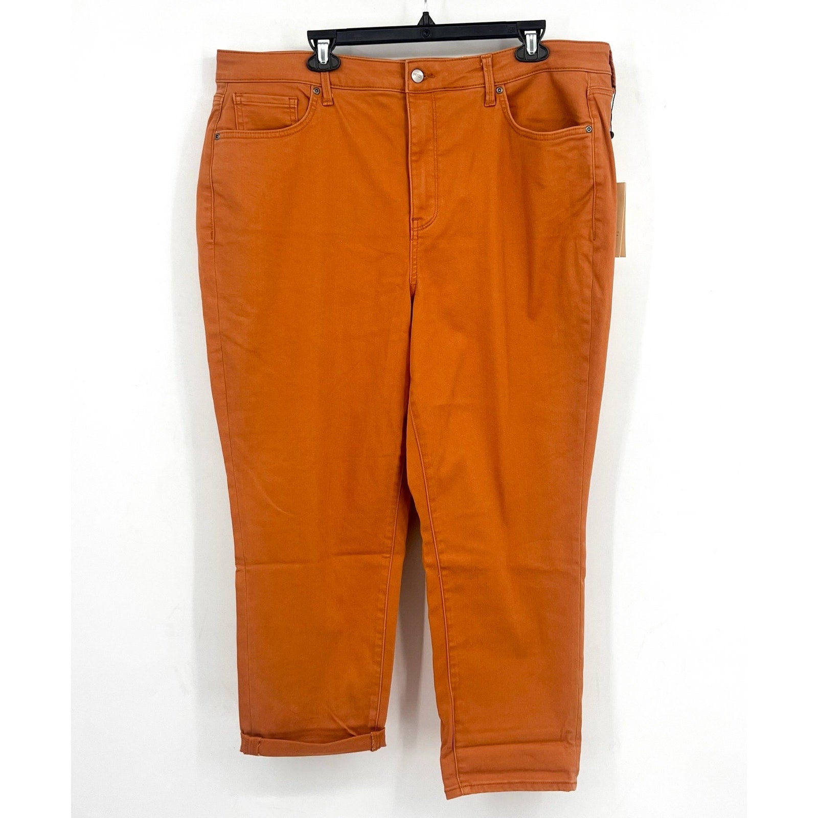 NYDJ Womens Margot Girlfriend Jeans Size 16W PETITE Rust Brown Straight Leg NWT