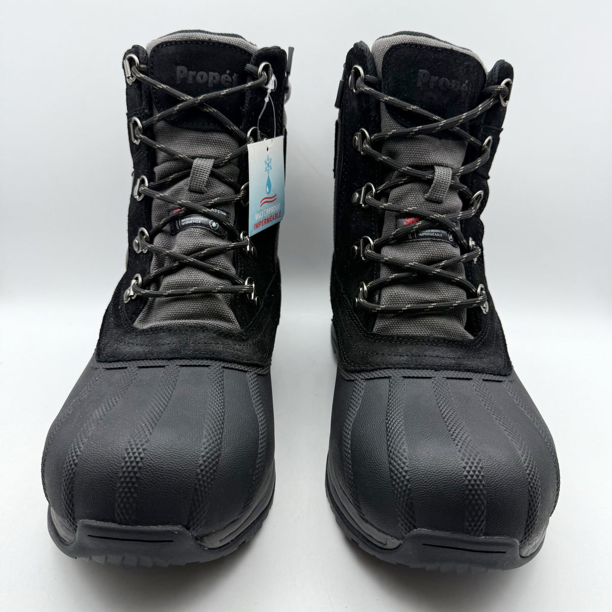 Propet Mens Cortland Boots Size 12 X 3E EU 45.5 Black Canvas Waterproof NIB