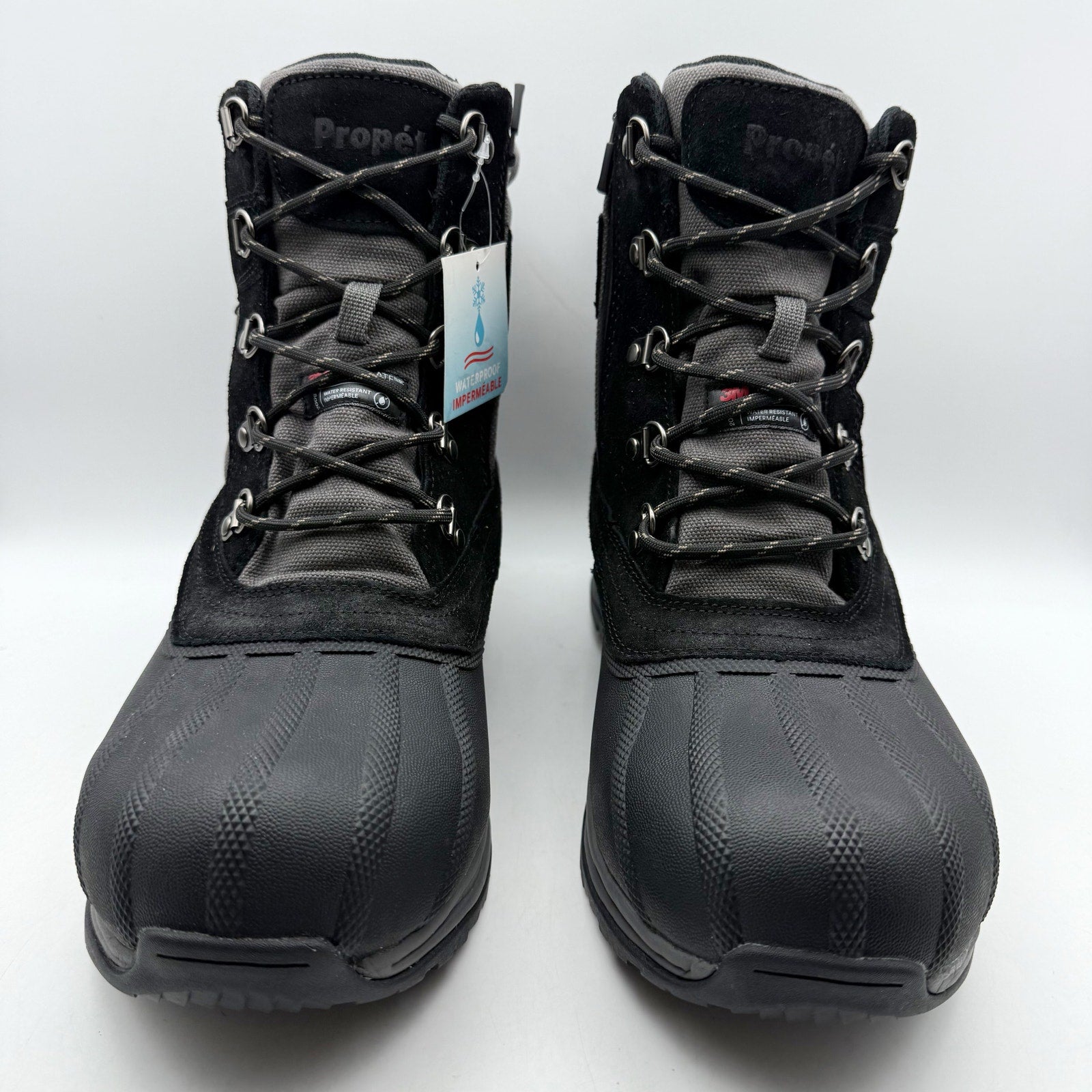 Propet Mens Cortland Boots US 12 XW EU 45.5 Black Canvas Waterproof NIB