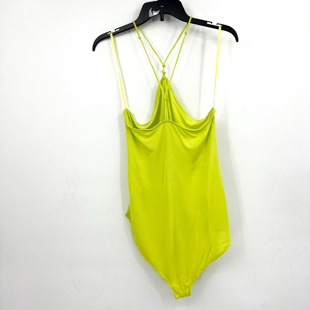  FRAME Women's Delicate Knot Tank Bodysuit Medium Flash Lime Green NWOT