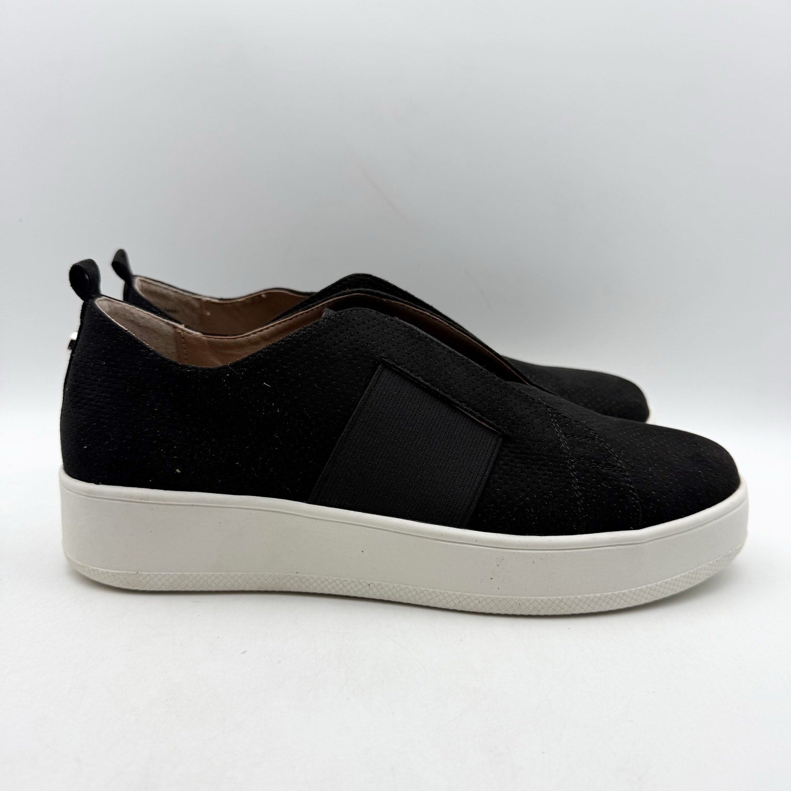 Steve Madden Womens Brad Sneaker US 9.5 Black Vegan Suede Slip On NWOB