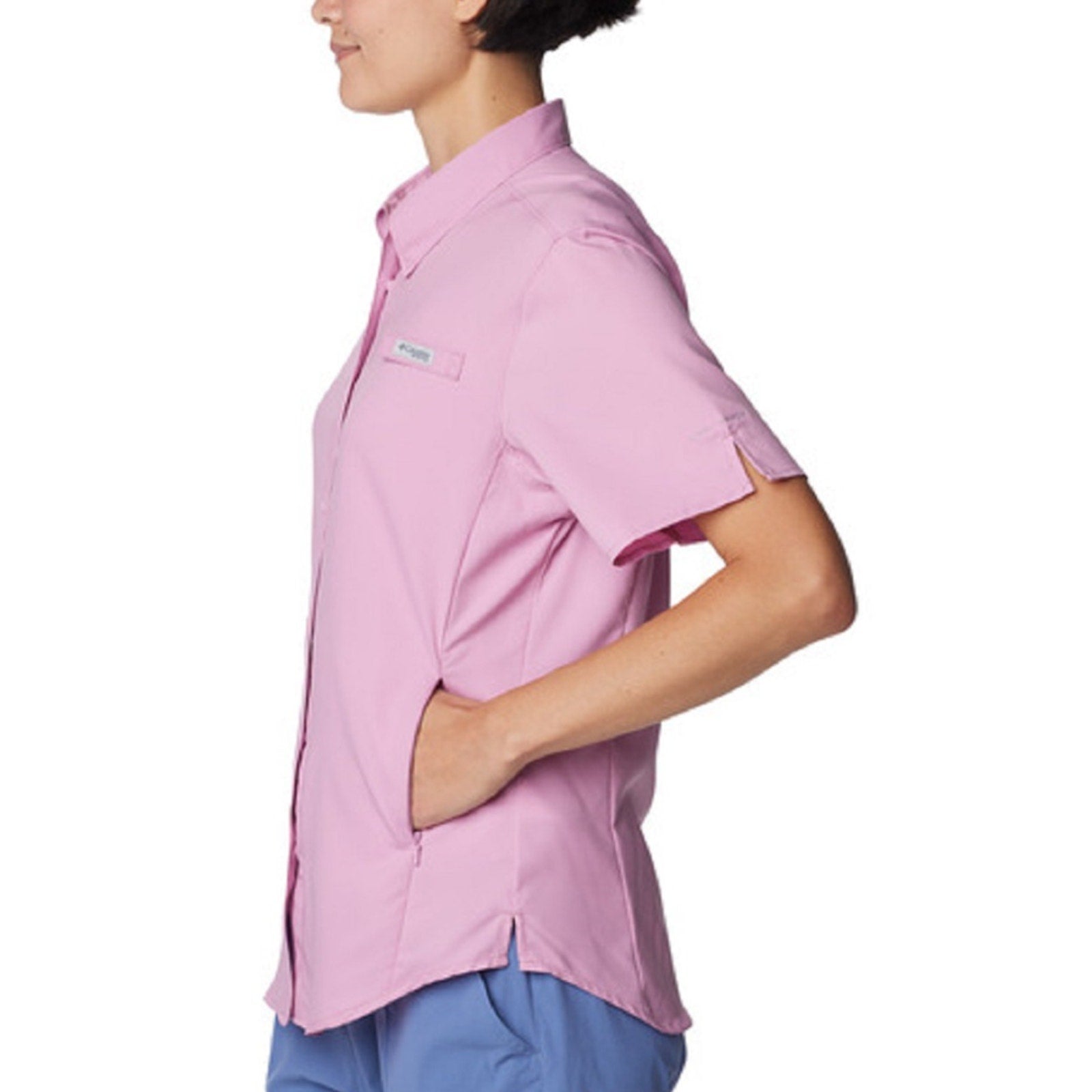 COLUMBIA Womens PFG Tamiami II Shirt XS Light Pink Short Sleeve NWT