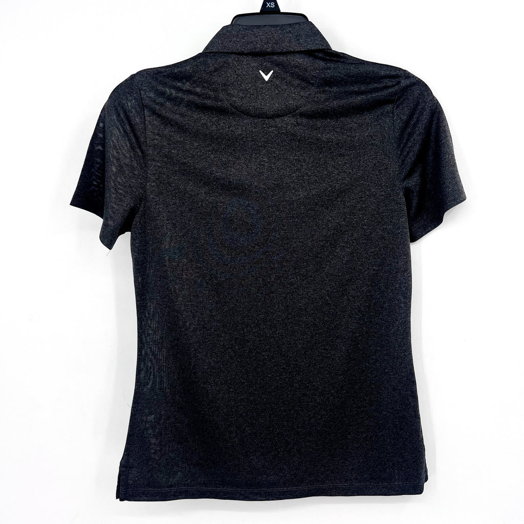 CALLAWAY Womens Golf Polo Shirt Medium Black Heather 1/4 Zip Short Sleeve NWT