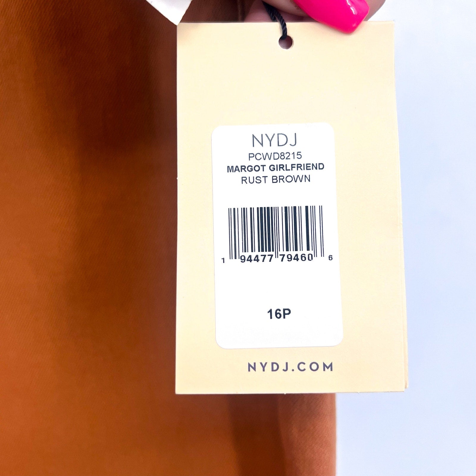 NYDJ Womens Margot Girlfriend Jeans Size 16 PETITE Rust Brown Straight Leg NWT