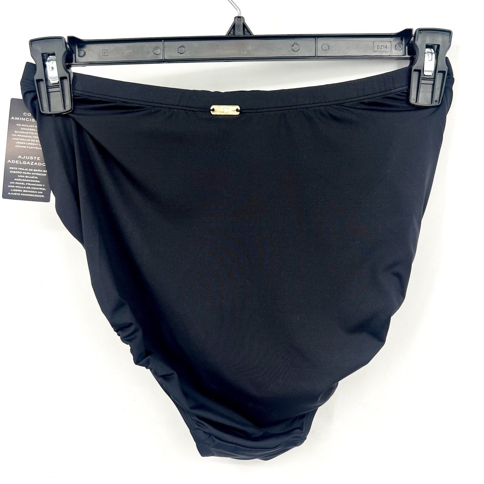 LAUREN RALPH LAUREN Slimming High Waist Bikini Bottom Size 14 Black Beach Club