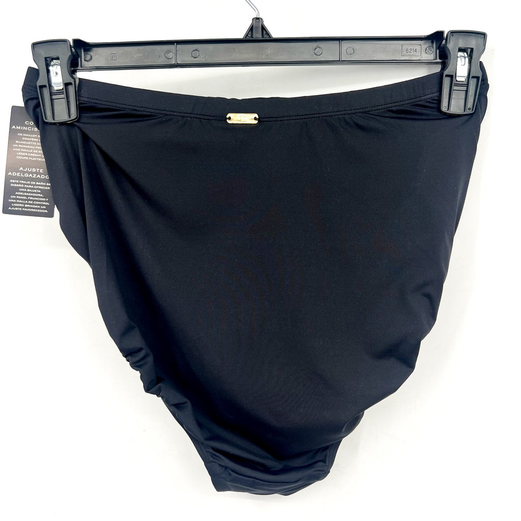 LAUREN RALPH LAUREN Slimming High Waist Bikini Bottom Size 14 Black Beach Club