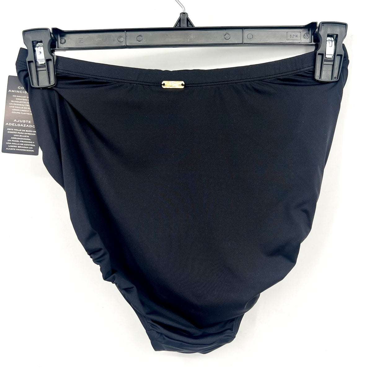 LAUREN RALPH LAUREN Slimming High Waist Bikini Bottom Size 14 Black Beach Club
