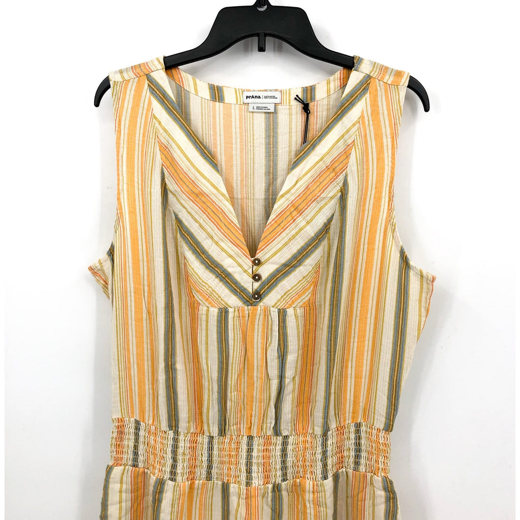 PRANA Women's California Dreaming Maxi Dress Large Golden Hour Stripe NWT