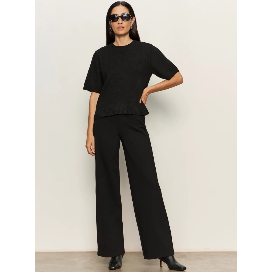 SANCTUARY Womens Runway Ponte Pants XL US 12 Black Pull-On Wide Leg Trouser NWT