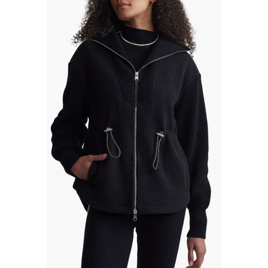 VARLEY Women's Renea High Pile Fleece Jacket Large Black Long Sleeve NWT