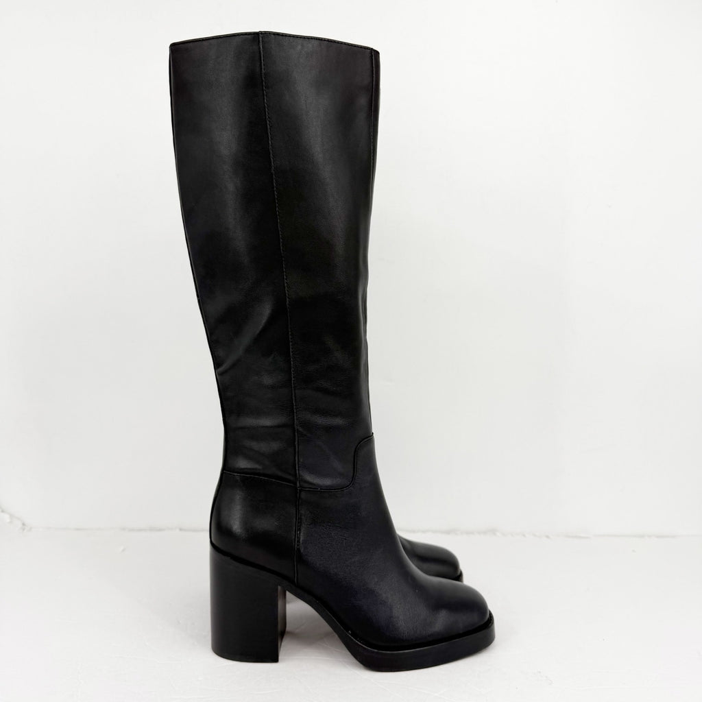 Vince Camuto Womens Gibi Knee High Boots US 8 M Narrow Calf Black Leather NWOB