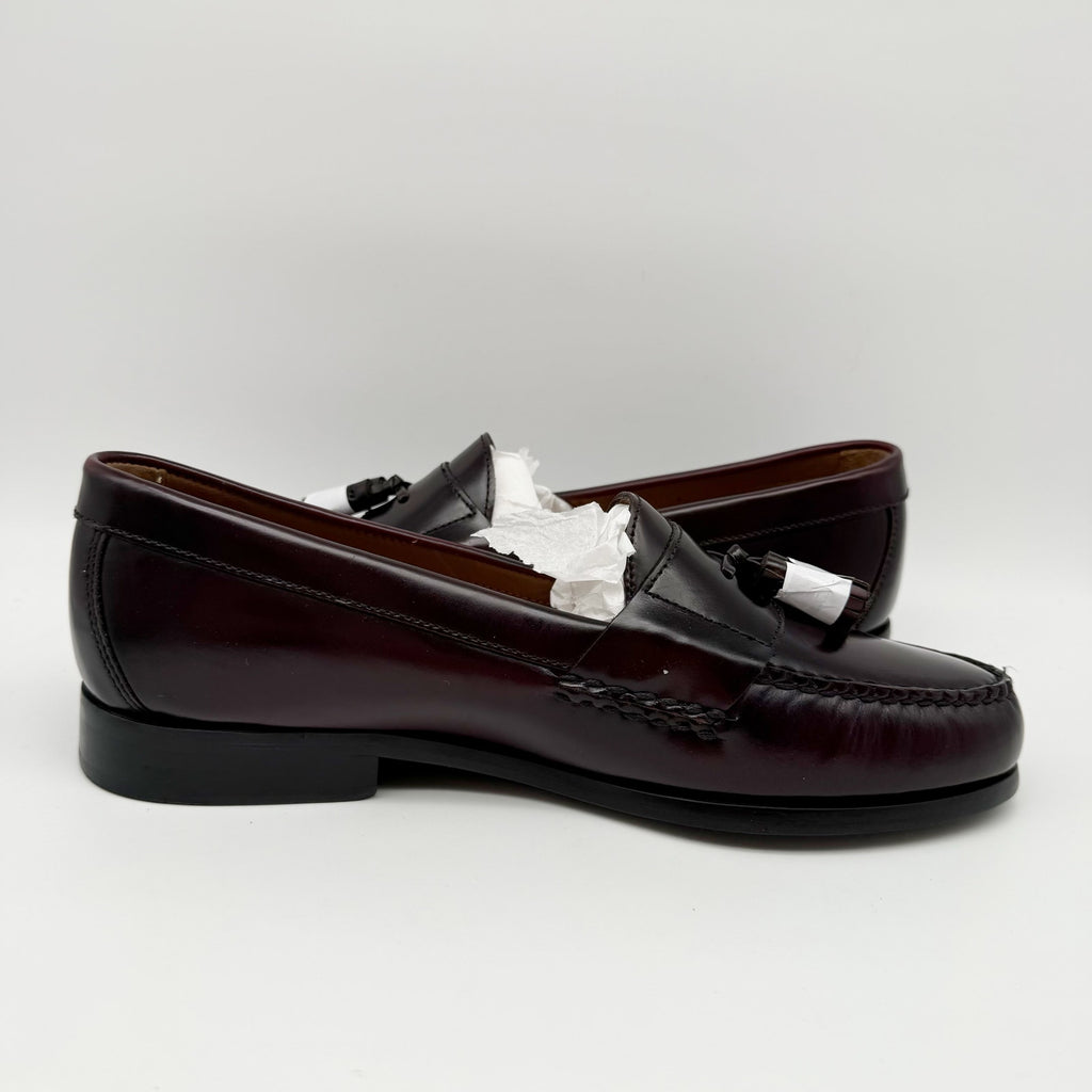JOHNSTON & MURPHY Mens Hayes Tassel Loafer US 10 Wide EU 43 Burgundy Leather NIB