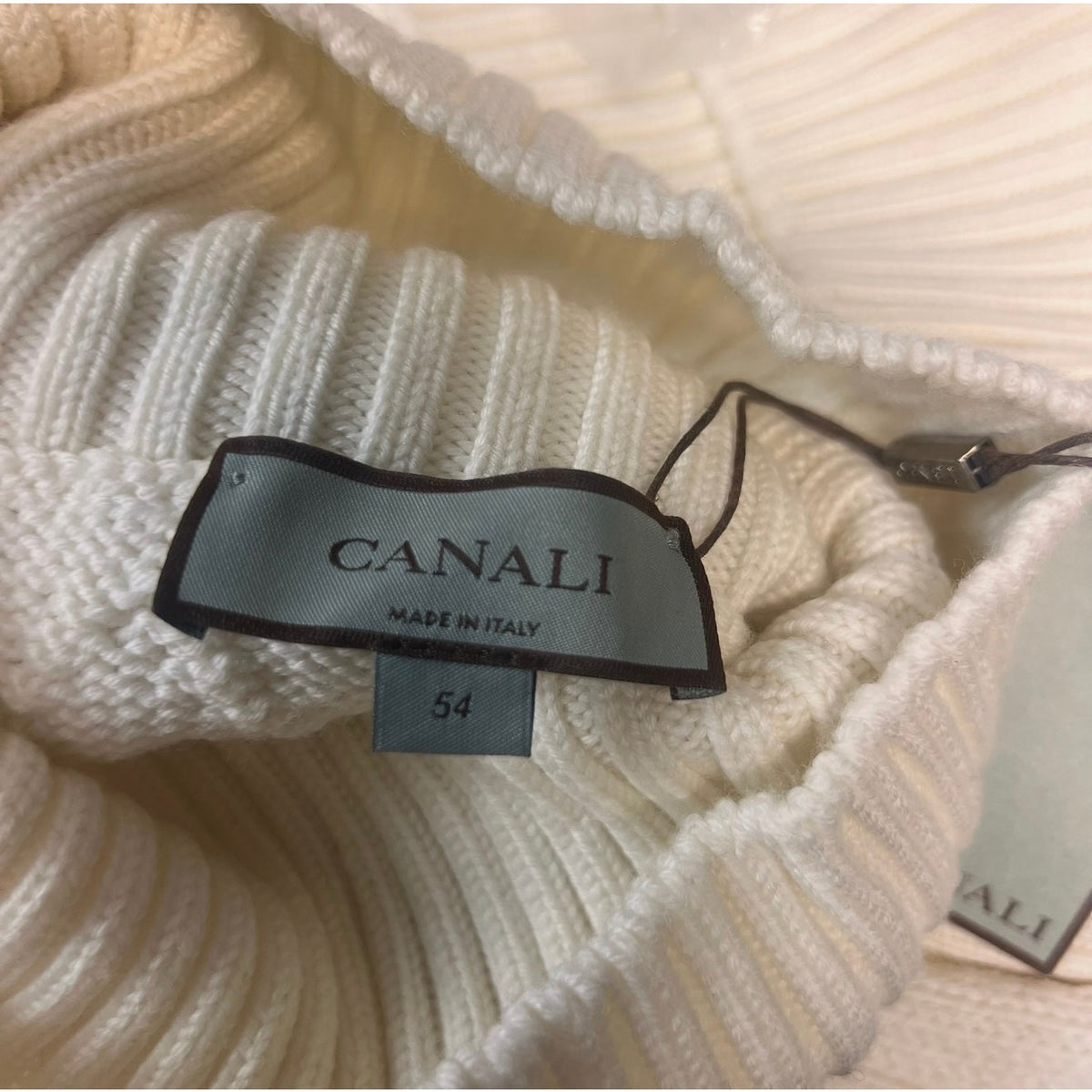 CANALI Men's Turtleneck Sweater US 44 IT 54 XXL Cream Merino Wool NWT
