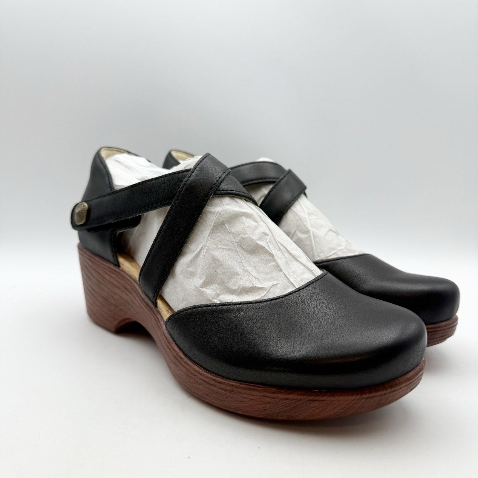 Alegria Womens Savina Clogs EU 37 US 7-7.5 Black Leather Slip Resistant NIB