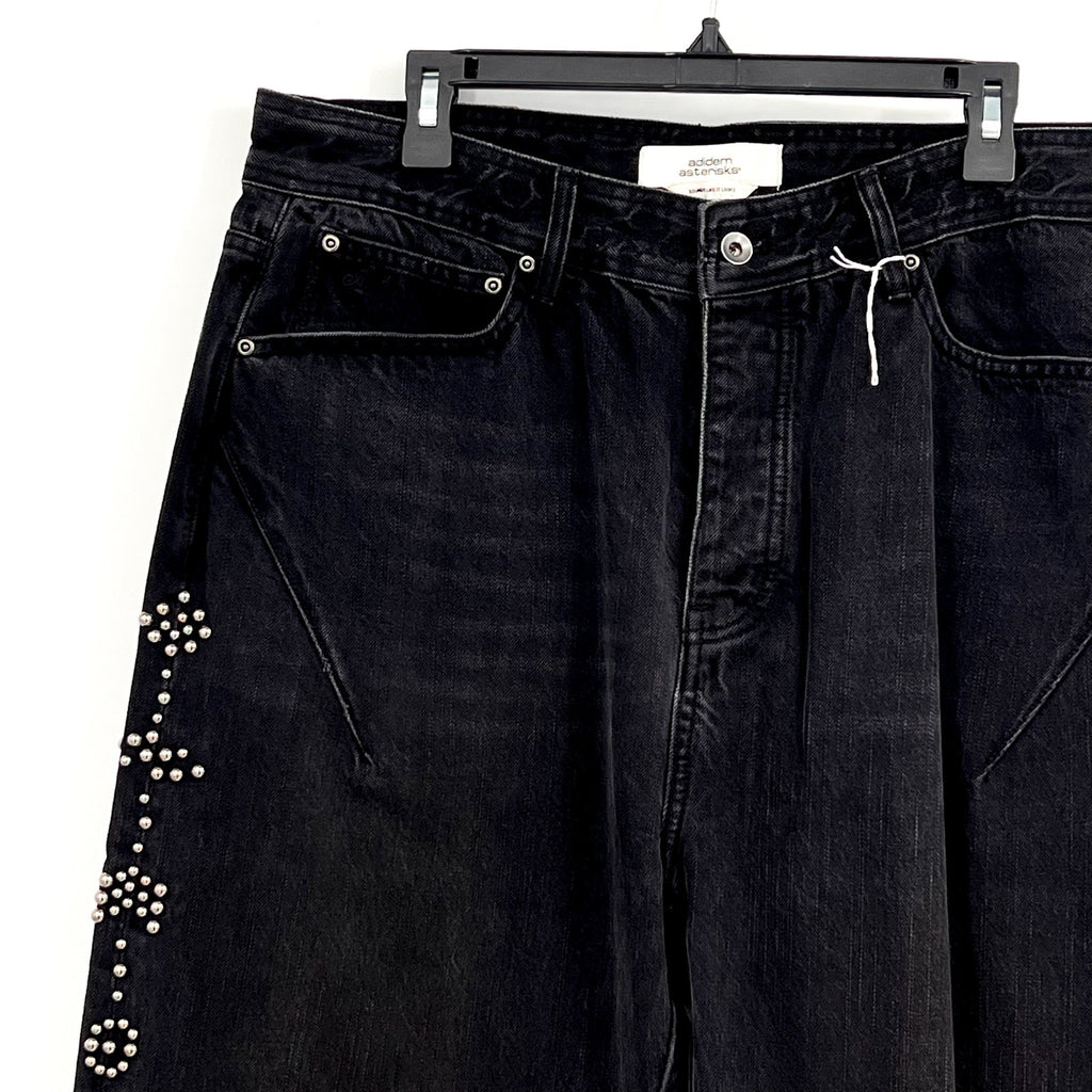 ADIDEM ASTERISKS Mens Rivet Chainstitch Selvedge Denim Jeans XL 40x32 Black NWOT
