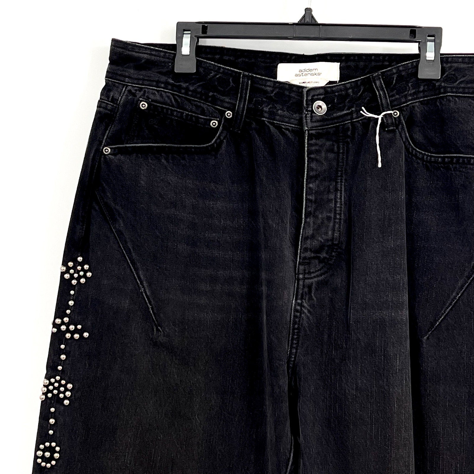 ADIDEM ASTERISKS Mens Rivet Chainstitch Selvedge Denim Jeans XL 40x32 Black NWOT