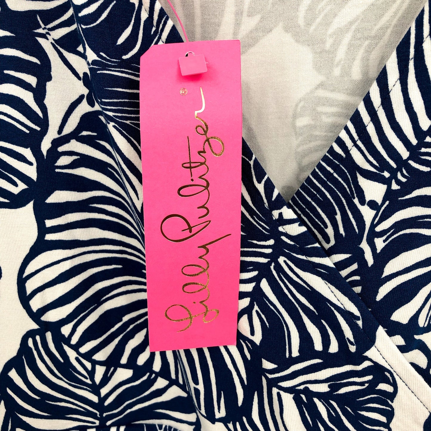 LILLY PULITZER Women's Parigi Romper XL Blue Aegean Navy Beach Path Print NWT