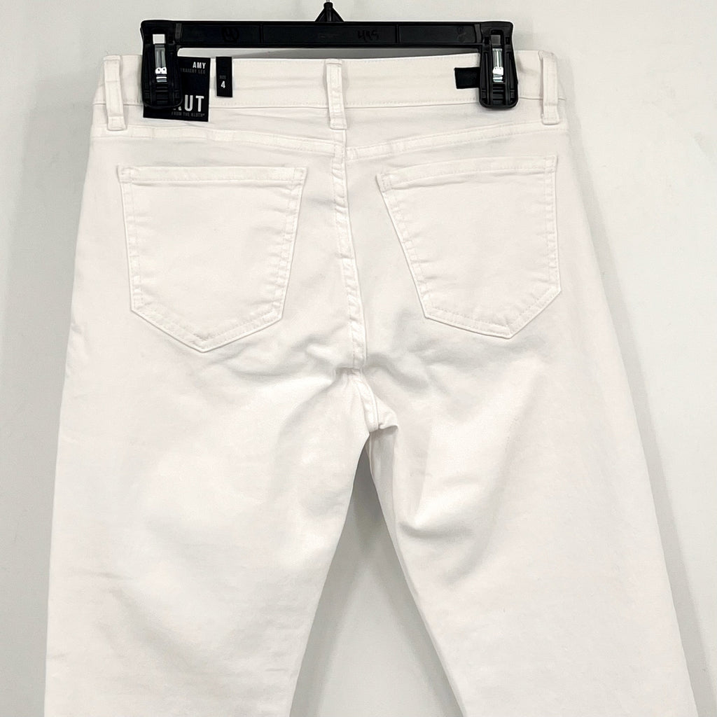 KUT FROM THE KLOTH Amy Crop Straight Leg Jeans Size 4 White Mid Rise NWT