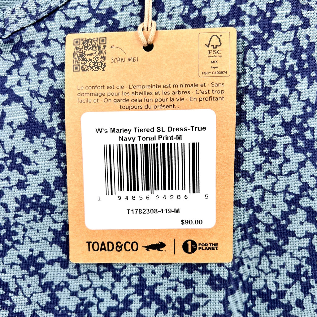 TOAD & CO Women's Marley Tiered Tank Dress Medium Blue Floral Tonal Print NWT